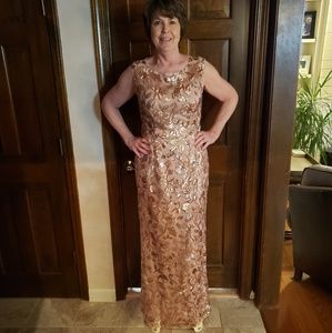 Adriana Papell Rose Gold Evening Gown